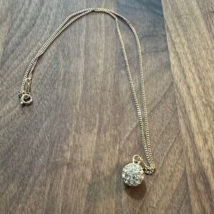 Vintage Gold White Gem Ball Pendant Necklace